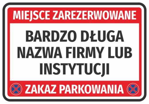 Czerwona naklejka parkingowa Miejsce zarezerwowane, zakaz parkowania z piktogramami na białym tle wizualizacji