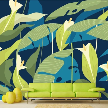 Tapeta Liście, kwiaty 0106