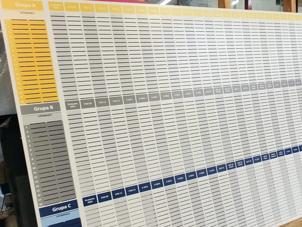 Tablica na karty T-Card w rozmiarze 300x150cm (tablica dibond 3mm z frezowanymi otworami oraz nadrukiem uv) - Wzór