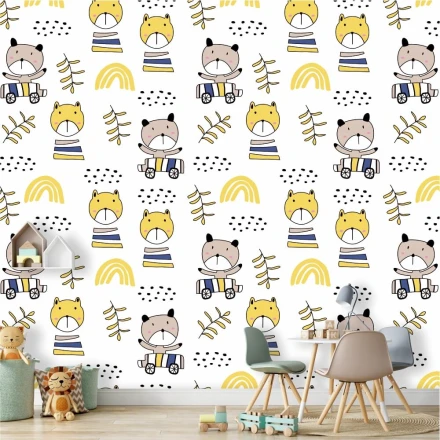 Tapeta Tygryski - dziecięca rysowanka 0174