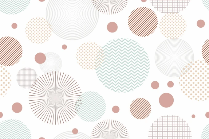 Tapeta do salonu Pastelowe dekoracje 0208 - Wzór graficzny. Okręgi w różnych rozmiarach, w pastelowych kolorach, z różnymi