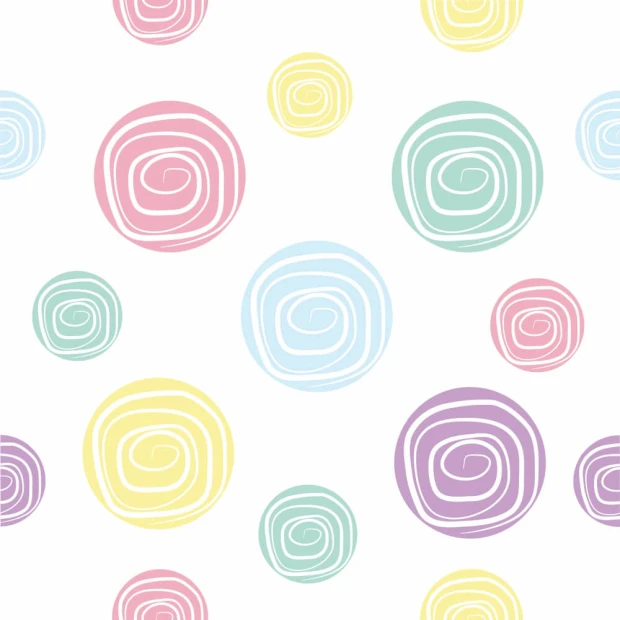 Tapeta Pastelowe koła, spirale 0202 - Wzór graficzny. Okręgi w pastelowych kolorach z spiralnymi wzorami