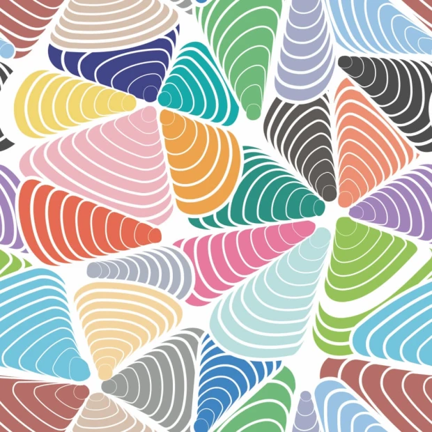 Tapeta na ścianę Dekoracja abstrakcyjna 0249 - Wzór graficzny. Kolorowe, spiralne kształty w różnych odcieniach