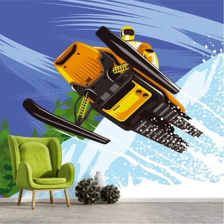 Tapeta Skuter snieżny, akrobacje w górach 0312