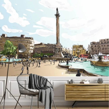 Tapeta na ścianę Londyn, spacer pomiędzy fontannami 0367