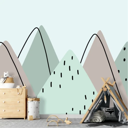Tapeta do pokoju dziecka Góry, ilustracja w stylu skandynawskim 0397