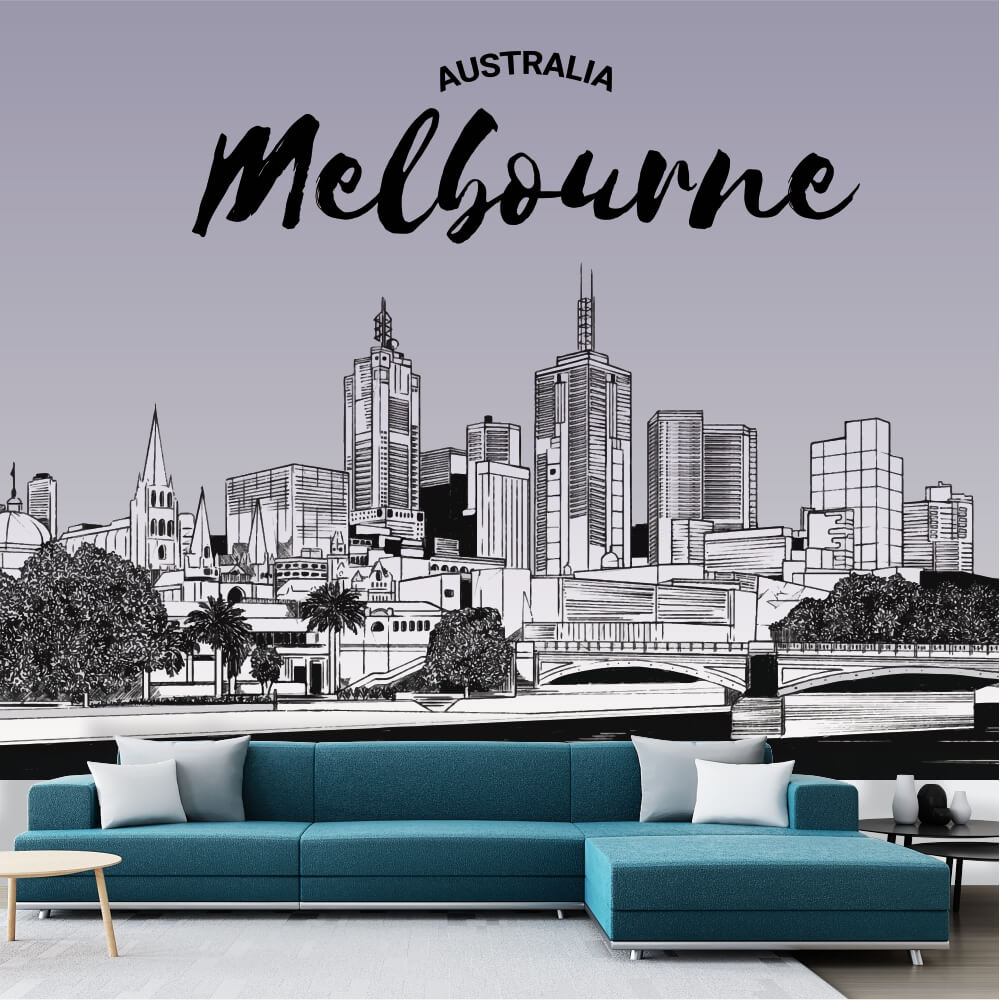 Tapeta Melbourne, Australia, panorama miasta, ilustracja 0400