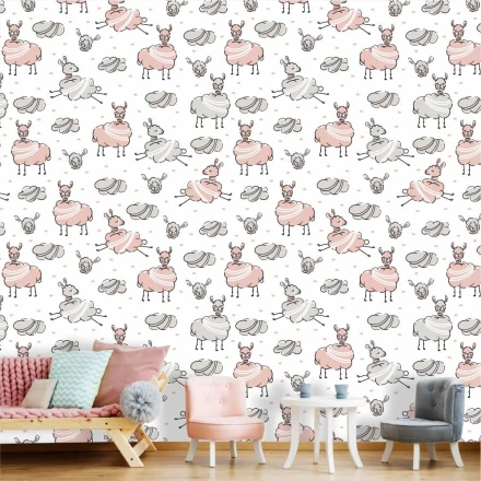 Tapeta dla dziecka Lamy, chmury 0454