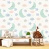 Tapeta do pokoju dziecka Księżyc, gwiazdki, chmurki 0444 - Aranżacja w pokoju dziecięcym. Ściany w jasnych kolorach