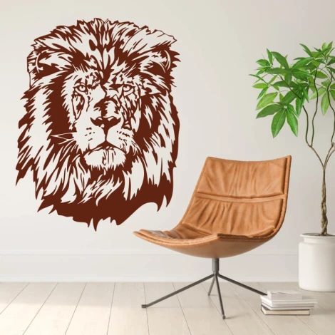 Imponująca naklejka lew 0808 w ciepłych brązach, idealna do nowoczesnego wnętrza, nadająca charakter