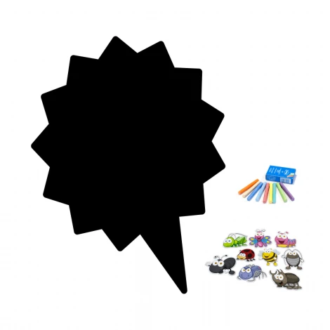 Tablica magnetyczna kredowa na notatki dla młodzieży Dymek 165 - Wzór graficzny. Kształt dymku z kolorowymi pisakami