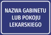 Naklejka Gabinet, pokój lekarski, z polem na nazwę - Wzór graficzny. Prosty, prostokątny kształt z dużym tekstem na ciemnym