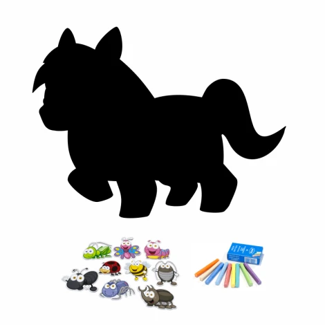 Tablica magnetyczna kredowa dla dzieci Konik 267 - Wzór graficzny. Silhouette konika z kolorowymi magnesami w kształcie