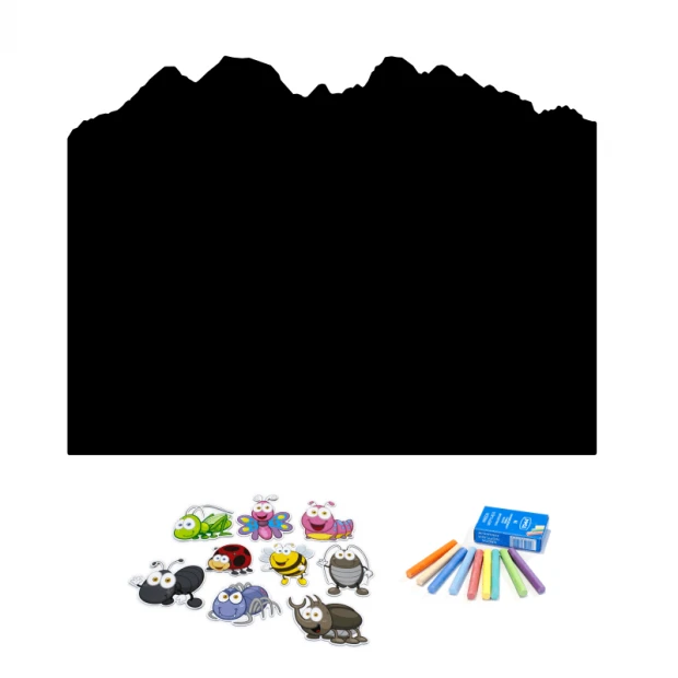 Tablica magnetyczna kredowa Góry, Tatry 322 - Wzór graficzny. Grafika przedstawia kontur gór oraz kolorowe magnesy