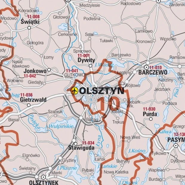 Kody pocztowe Polski tablica magnetyczna suchościeralna - Wzór graficzny. Mapa z wyraźnymi granicami, nazwami miejscowości