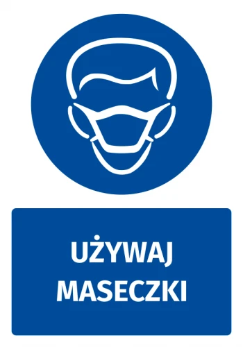 Naklejka BHP z piktogramem Używaj maseczki