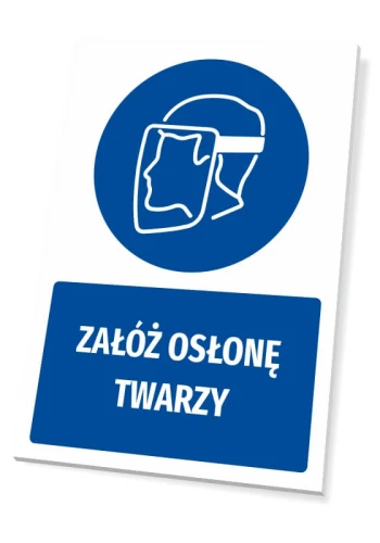Tabliczka BHP z piktogramem Załóż osłonę twarzy