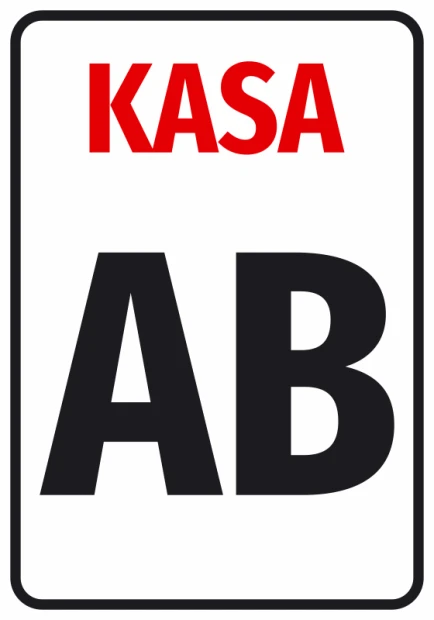 Naklejka informacyjna oznaczenie kas sklepowych - Wzór graficzny. Czerwony napis KASA na białym tle, duże litery