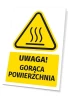 Tabliczka ostrzegawcza BHP z piktogramem Uwaga! Gorąca powierzchnia - Wzór graficzny. Trójkąt z falami na górze, żółte tło