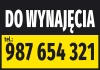 Naklejka Do wynajęcia, z numerem telefonu - Wzór graficzny. Duży tekst na ciemnym tle, żółty prostokąt z numerem telefonu