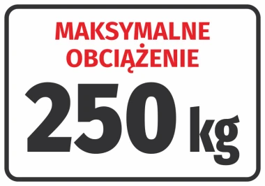 Naklejka Naklejka Maksymalne obciążenie z polem do wpisania wagi - Wzór graficzny. Czerwony napis na białym tle z dużymi