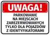 Naklejka Parkowanie na miejscach zarezerwowanych tylko dla pojazdów z identyfikatorami - Wzór graficzny. Czerwone tło