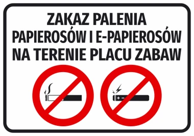 Naklejka Zakaz palenia papierosów i e-papierosów na terenie placu zabaw - Wzór graficzny. Dwa czerwone okręgi