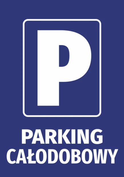 Naklejka Parking całodobowy - Wzór graficzny. Prosta grafika z dużą literą P i napisem PARKING CAŁODOBOWY