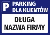 Naklejka Parking dla klientów z polem na nazwę - Wzór graficzny. Prosty kształt, duże litery, kontrastowe kolory