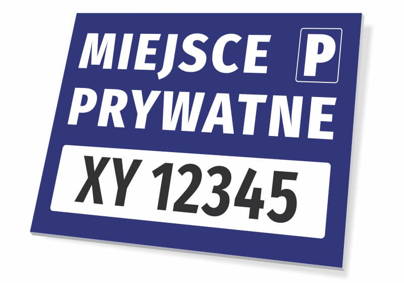 Tabliczka Miejsce prywatne, z polem na nr rejestracyjny pojazdu