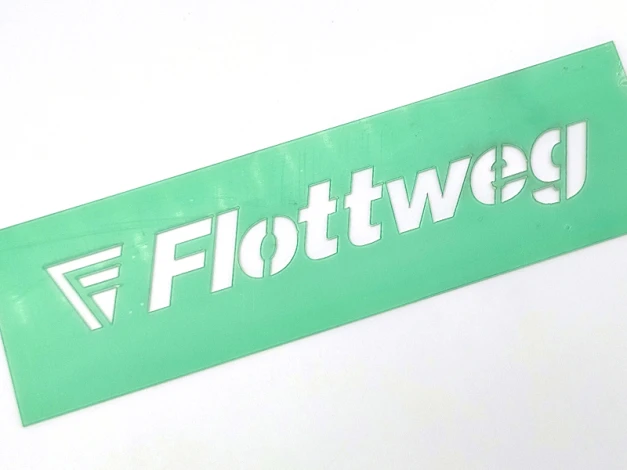 Indywidualny szablon malarski wielokrotnego użytku, apet 1 mm, 20 x 3,2 cm - Wzór graficzny. Kształt litery F z trójkątem