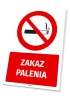 Zakaz palenia - tabliczka na ścianę - Wzór graficzny. Czerwony okrąg z przekreśloną fajką oraz napis ZAKAZ PALENIA w białym