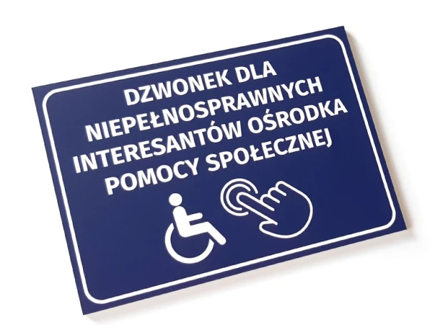 Indywidualna tabliczka z nadrukiem, PCV 5mm, laminat matowy, 21 x 15 cm - Wzór graficzny. Niebieskie tło z białym tekstem