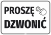 Naklejka Proszę dzwonić - Wzór graficzny. Duży tekst z napisem Proszę dzwonić oraz ikoną dłoni