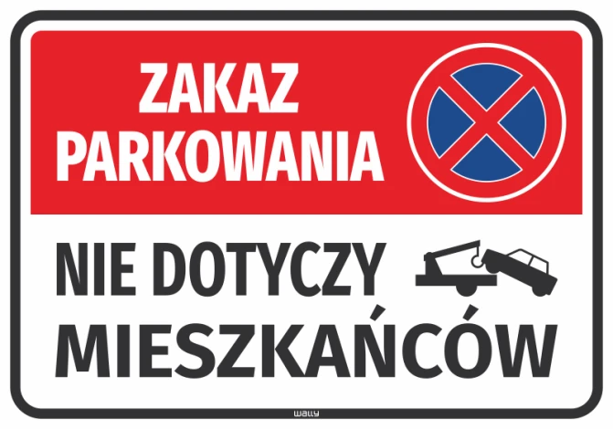 Naklejka Zakaz parkowania Nie dotyczy mieszkańców