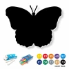 Tablica kredowa 003 motyl - Wzór graficzny. Kształt motyla z wyraźnymi skrzydłami, w kolorze czarnym na białym tle