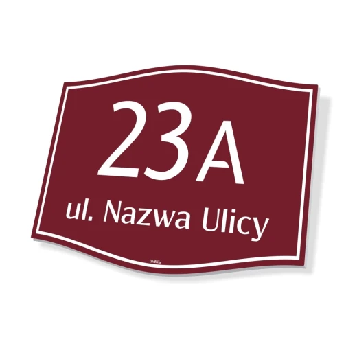 Tabliczka adresowa z przykładowym polem na numer domu i ulicę, w ujęciu pokazującym efekt trójwymiarowości