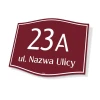 Tabliczka na budynek z adresem i numerem - Wzór graficzny. Prostokątna tabliczka z numerem 23A oraz napisem ul. Nazwa Ulicy