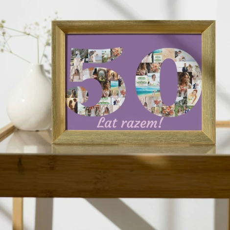 Kolaż ze zdjęć na prezent w kształcie cyfry, liczby 20x30 cm - Aranżacja w jasnym pomieszczeniu. Ściany w kolorze białym