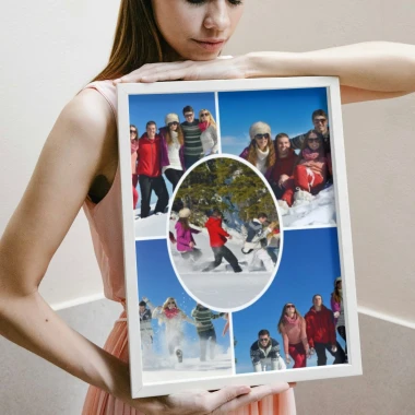 Plakat kolaż ze zdjęciami 50x70 cm - Aranżacja w jasnym pomieszczeniu. Ściany w odcieniach beżu