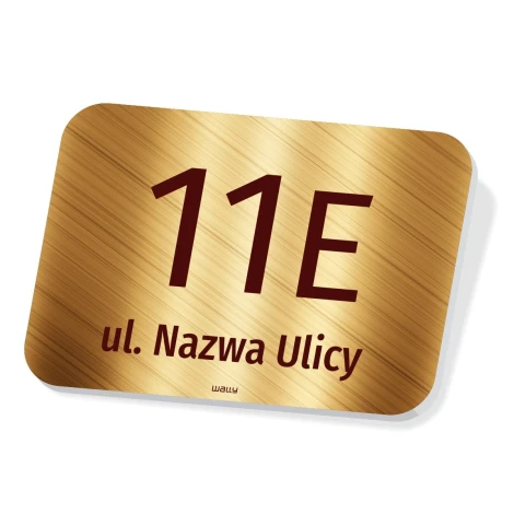 Tabliczka na posesję, dom, z numerem, ulicą - Wzór graficzny. Prosta, prostokątna tabliczka z numerem i nazwą ulicy
