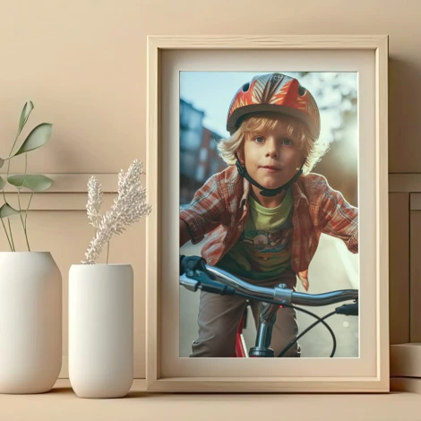 Plakat fotoplakat ze zdjęcia 30x40 cm - Aranżacja w pokoju dziennym. Ściany w jasnym kolorze, minimalistyczne meble