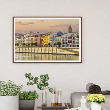 Plakat fotoplakat ze zdjęcia 70x100 cm - Aranżacja w salonie. Ściany w jasnym kolorze, nowoczesne meble w stonowanych