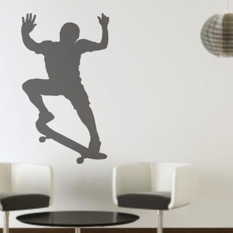Dynamiczna naklejka skater 0804 w stylowym loftowym wnętrzu, idealna do pokoju młodego pasjonata des