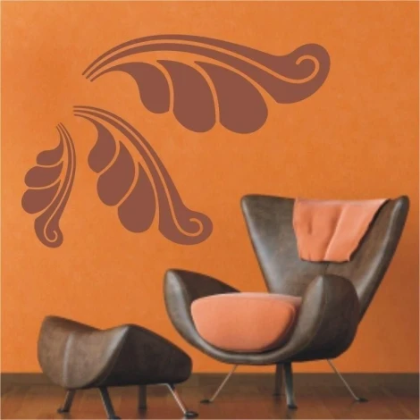 Szablon malarski klasik 016 - Aranżacja w salonie. Ściany w kolorze pomarańczowym, meble w odcieniach brązu i pomarańczy