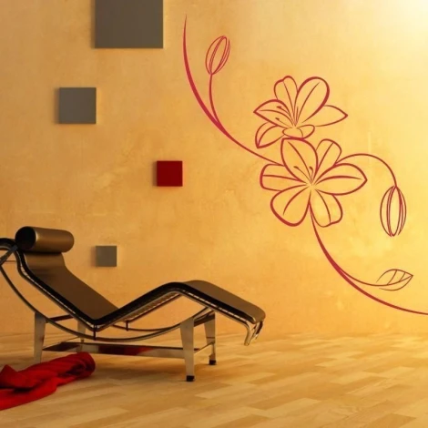 Ożywiający elegancję wnętrza, szablon malarski kwiaty 027 wprowadza delikatny akcent do nowoczesnego