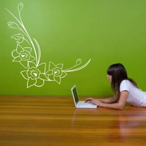 Stylowy szablon malarski kwiaty 093, idealny do nowoczesnego biura, dodający świeżości zielonej ścia