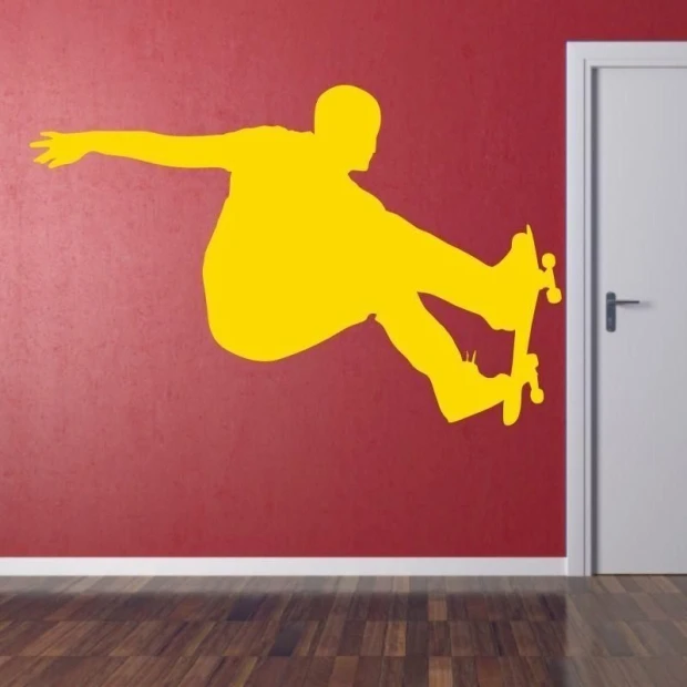 Dynamiczny szablon malarski skater 0803 w energetycznym żółtym kolorze, doskonały do nowoczesnego po
