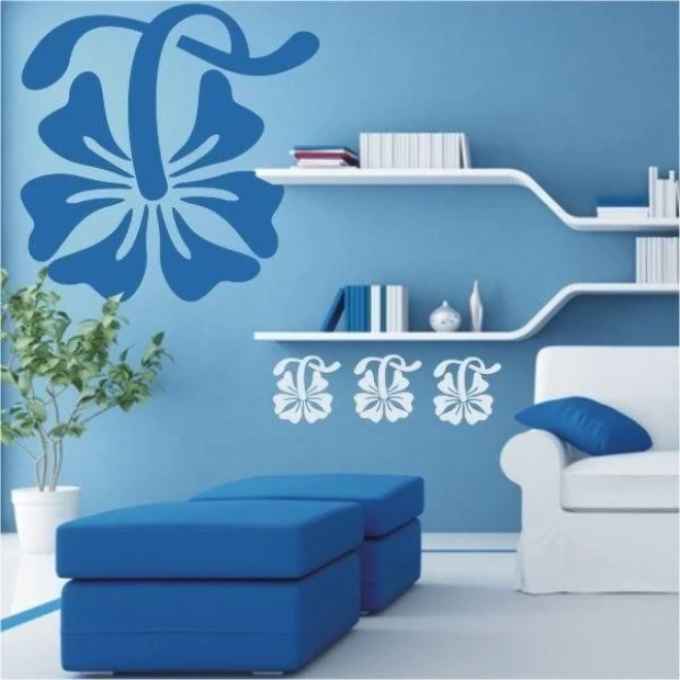 Elegancka naklejka klasik 419 w formie niebieskiego kwiatowego wzoru, idealna do nowoczesnego salonu