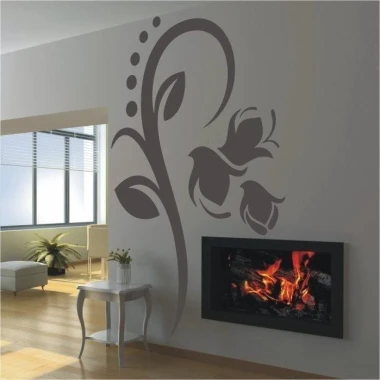 Elegancka naklejka kwiaty 073 w minimalistycznym salonie, idealna do podkreślenia nowoczesnego wystr